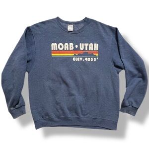 Vintage 90s Moab Utah Long Sleeve Fleece Sweatshirt Jerzees Nublend Men's LARGE